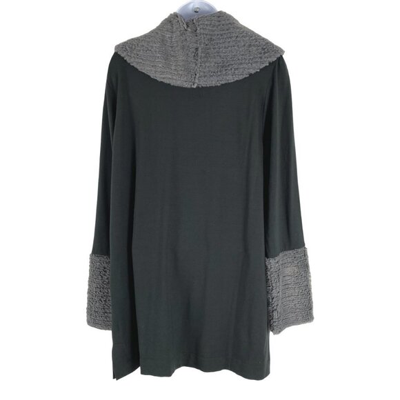 Soft Surroundings Tunic Top Medium Faux Fur Neck And Cuffs‎ Green TP-2301 - Picture 5 of 7